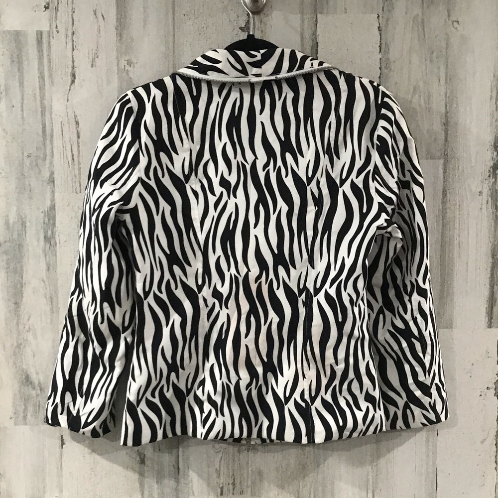 Samuel Dong Zebra Print Zip Lightweight Jacket Xs - image 4